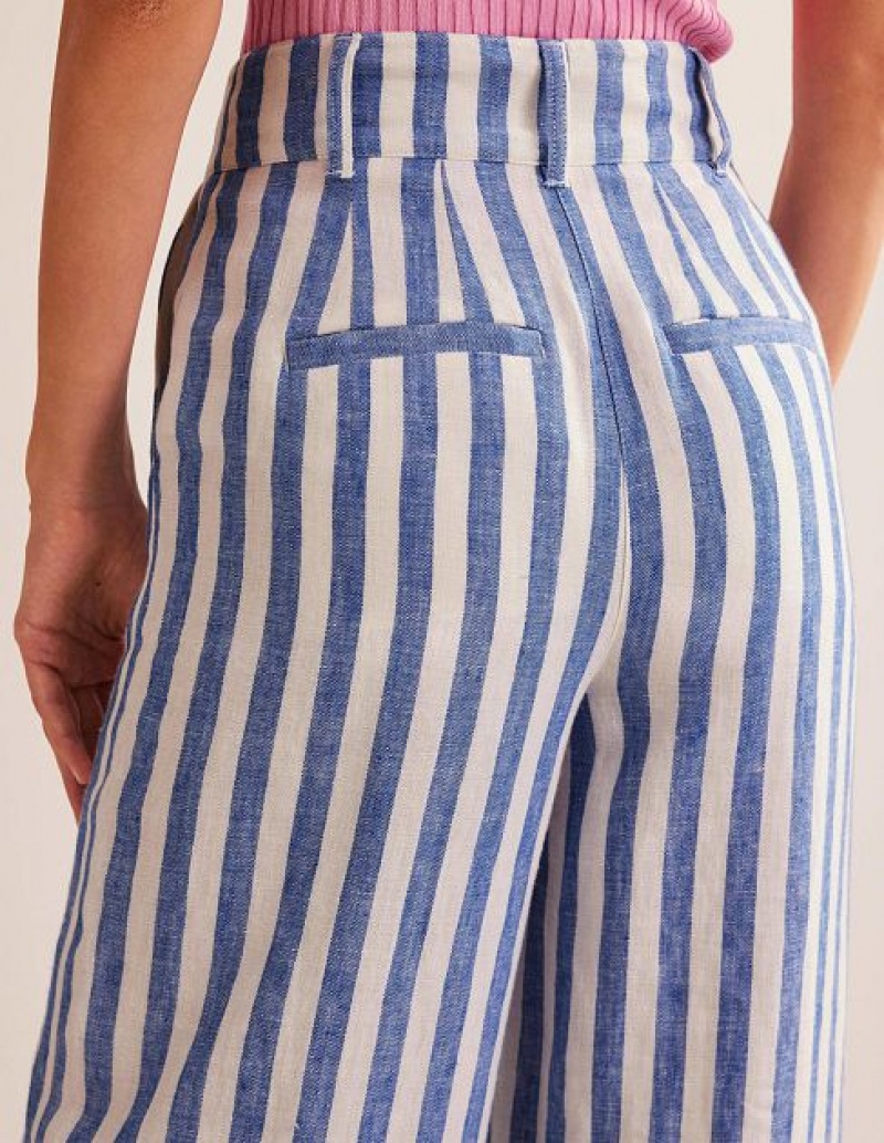 Stripes Women's Boden Highbury Linen Pants | 27359VLPJ