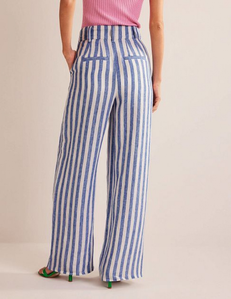 Stripes Women's Boden Highbury Linen Pants | 27359VLPJ